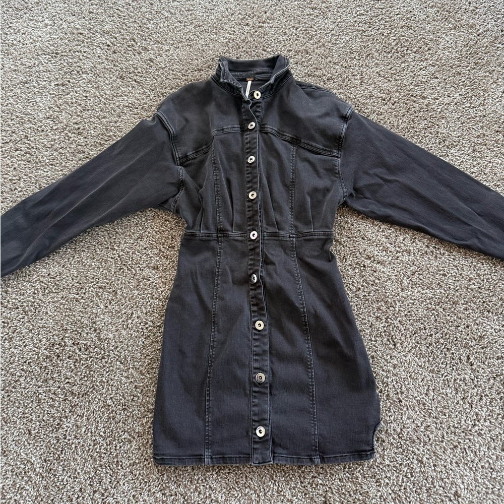 Free People Black Denim Dress